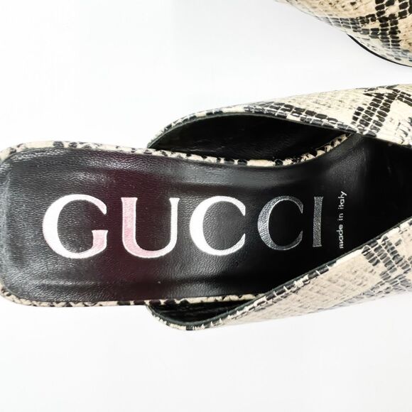 Gucci New GG Python Leather Mules Sandals Heels Size 37, 7 - Picture 7 of 13